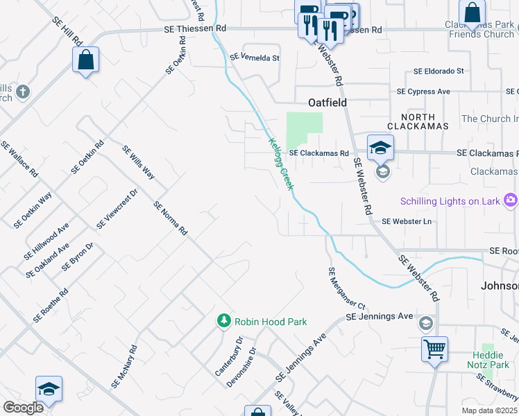 map of restaurants, bars, coffee shops, grocery stores, and more near 6576 Southeast Mabel Avenue in Milwaukie