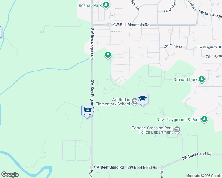map of restaurants, bars, coffee shops, grocery stores, and more near 15688 Southwest Roy Rogers Road in Sherwood