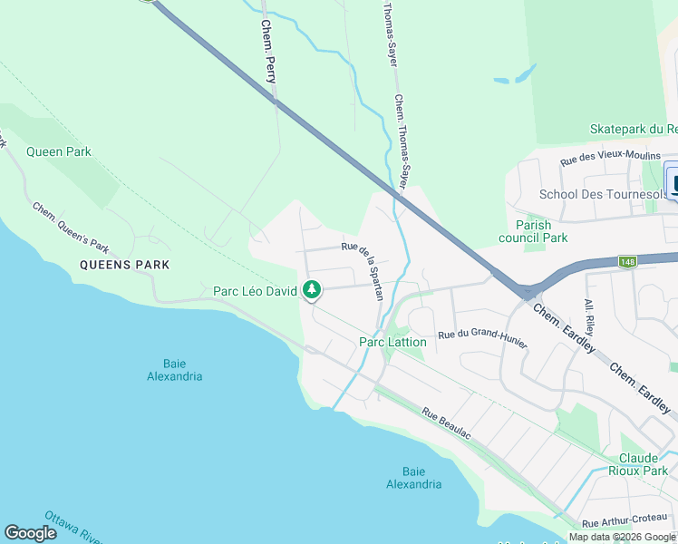 map of restaurants, bars, coffee shops, grocery stores, and more near 48 Rue de la Cortland in Gatineau