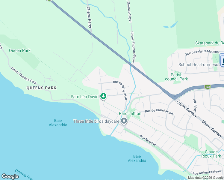 map of restaurants, bars, coffee shops, grocery stores, and more near 48 Rue de la Cortland in Gatineau