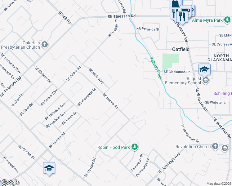 map of restaurants, bars, coffee shops, grocery stores, and more near in Oatfield