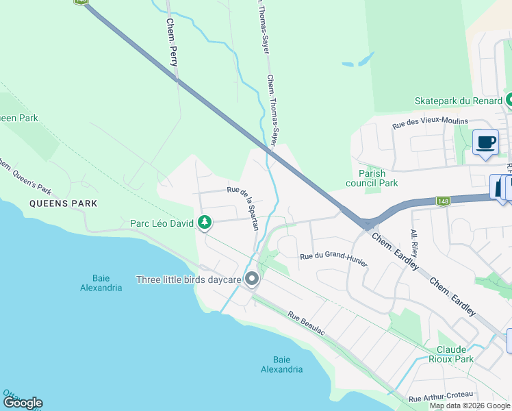 map of restaurants, bars, coffee shops, grocery stores, and more near 6 Rue de la Fuji in Gatineau