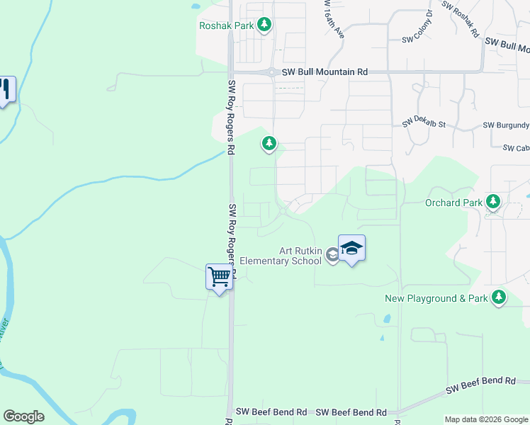 map of restaurants, bars, coffee shops, grocery stores, and more near 16858 Southwest Yarra Lane in Tigard