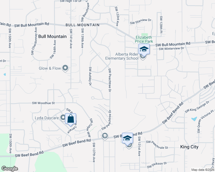 map of restaurants, bars, coffee shops, grocery stores, and more near 13560 Southwest Charleston Lane in Tigard