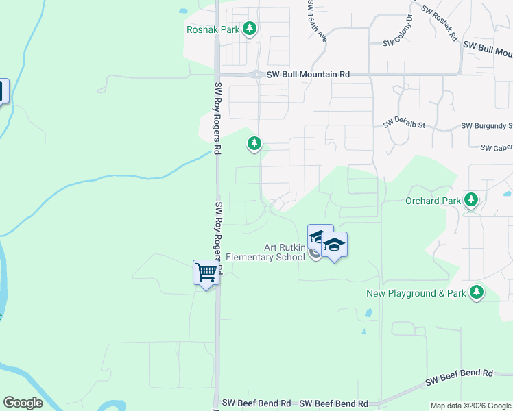 map of restaurants, bars, coffee shops, grocery stores, and more near 16816 Southwest Yarra Lane in Tigard