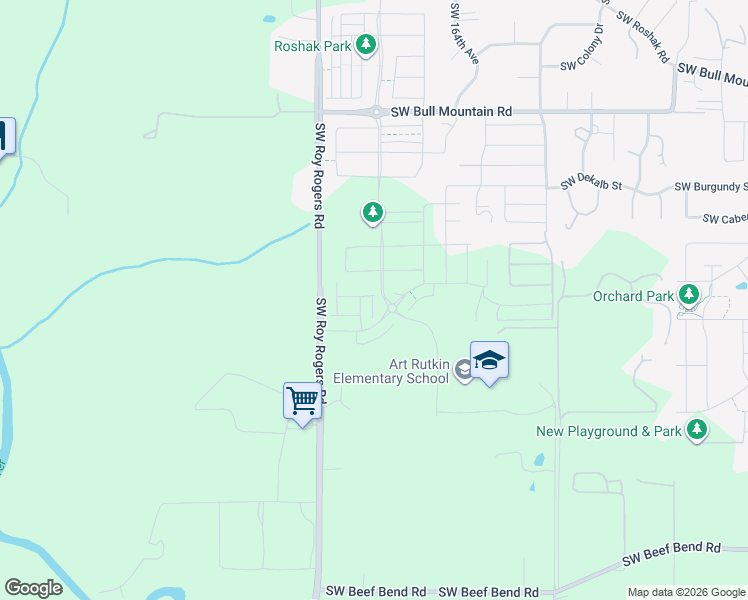 map of restaurants, bars, coffee shops, grocery stores, and more near 16822 Southwest Yarra Lane in Tigard