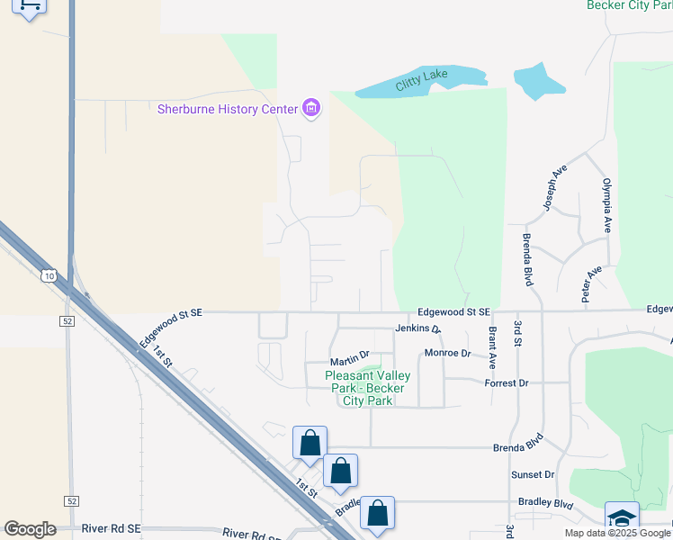 map of restaurants, bars, coffee shops, grocery stores, and more near 11185 27th Avenue Southeast in Becker