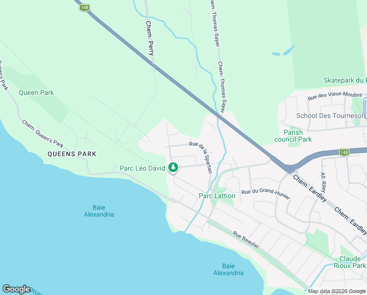 map of restaurants, bars, coffee shops, grocery stores, and more near 151 Rue de la Spartan in Gatineau