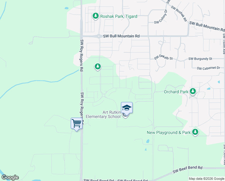 map of restaurants, bars, coffee shops, grocery stores, and more near 15252 Southwest Roy Rogers Road in Sherwood
