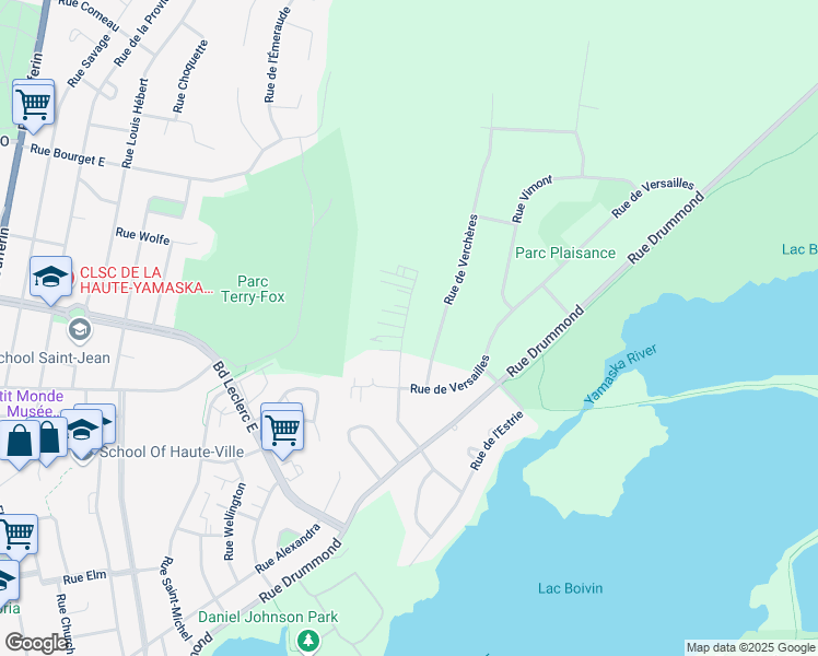 map of restaurants, bars, coffee shops, grocery stores, and more near 93 Rue Quévillon in Granby