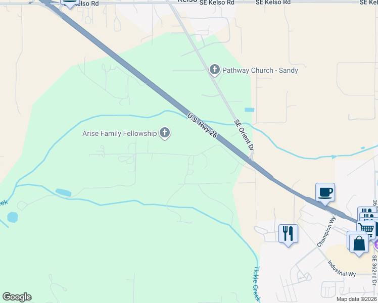 map of restaurants, bars, coffee shops, grocery stores, and more near 34603 Southeast Jarl Road in Boring