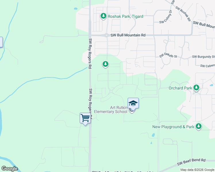 map of restaurants, bars, coffee shops, grocery stores, and more near 15252 Southwest Roy Rogers Road in Sherwood