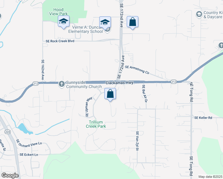 map of restaurants, bars, coffee shops, grocery stores, and more near 15542 Southeast Davidoff Court in Damascus