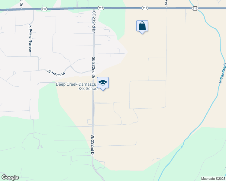 map of restaurants, bars, coffee shops, grocery stores, and more near 15600 Southeast 232nd Drive in Damascus