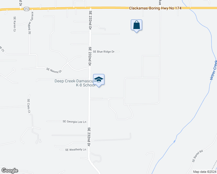 map of restaurants, bars, coffee shops, grocery stores, and more near 15600 Southeast 232nd Drive in Damascus