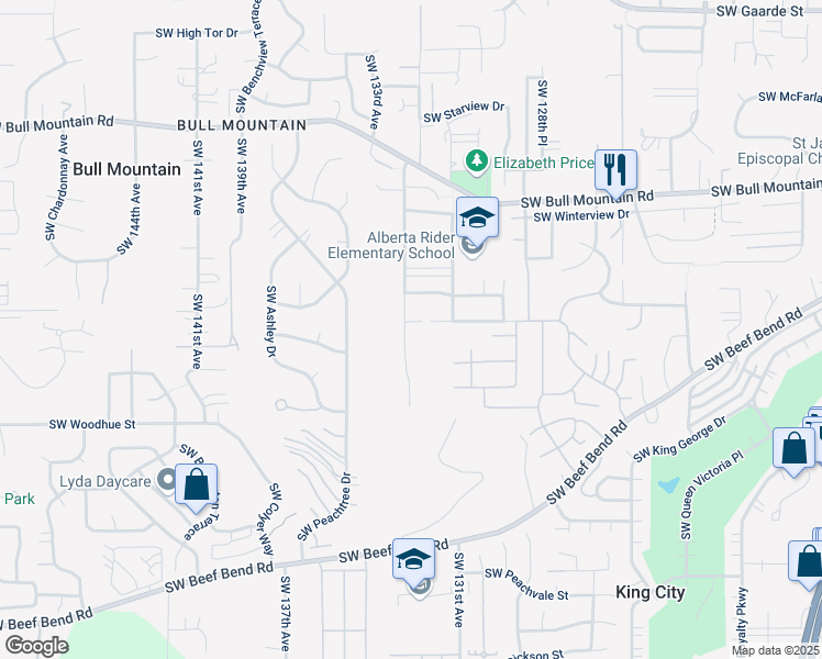 map of restaurants, bars, coffee shops, grocery stores, and more near 13284 Southwest Summit Ridge Street in Portland