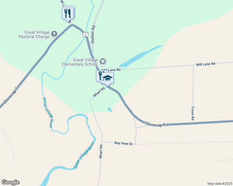 map of restaurants, bars, coffee shops, grocery stores, and more near 8920 Nova Scotia 2 in Great Village