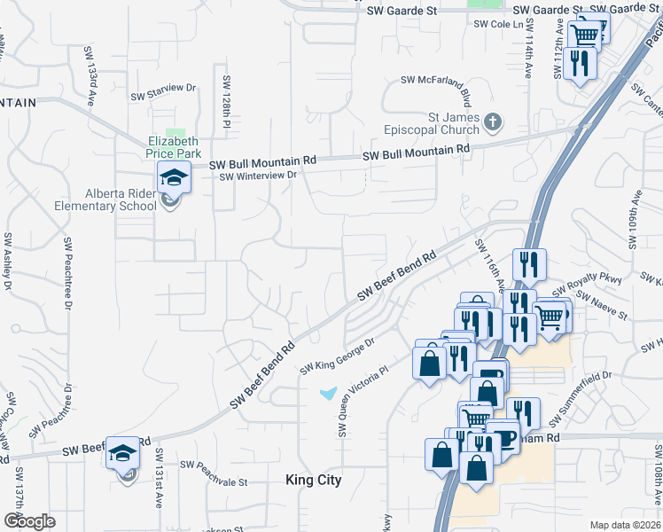 map of restaurants, bars, coffee shops, grocery stores, and more near 15233 Southwest Turnagain Drive in Portland