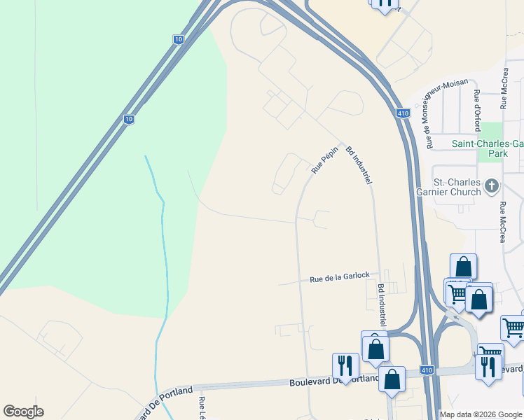 map of restaurants, bars, coffee shops, grocery stores, and more near 4265 Rue Hector-Brien in Sherbrooke