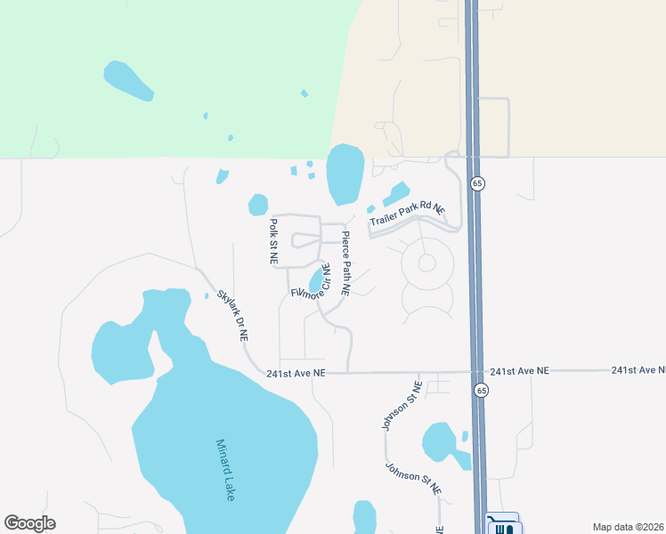 map of restaurants, bars, coffee shops, grocery stores, and more near 24258 Pierce Path Northeast in East Bethel