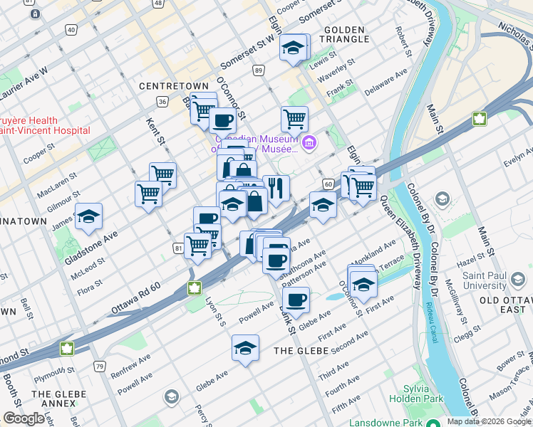map of restaurants, bars, coffee shops, grocery stores, and more near 521 Ottawa Regional Road 31 in Ottawa