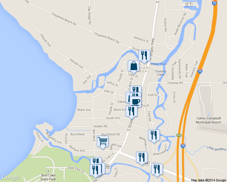map of restaurants, bars, coffee shops, grocery stores, and more near 6249 Arthur St in Tuscarora Township