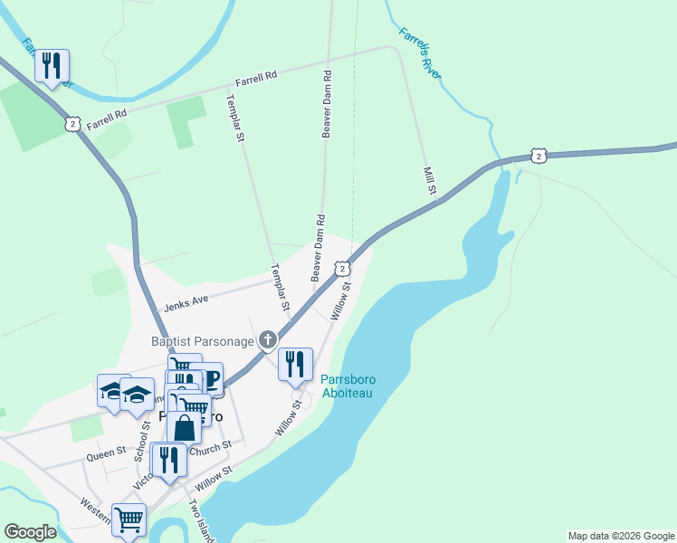 map of restaurants, bars, coffee shops, grocery stores, and more near Eastern Avenue in Parrsboro
