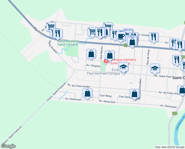 map of restaurants, bars, coffee shops, grocery stores, and more near 2020 Carré Édouard in Saint-Césaire