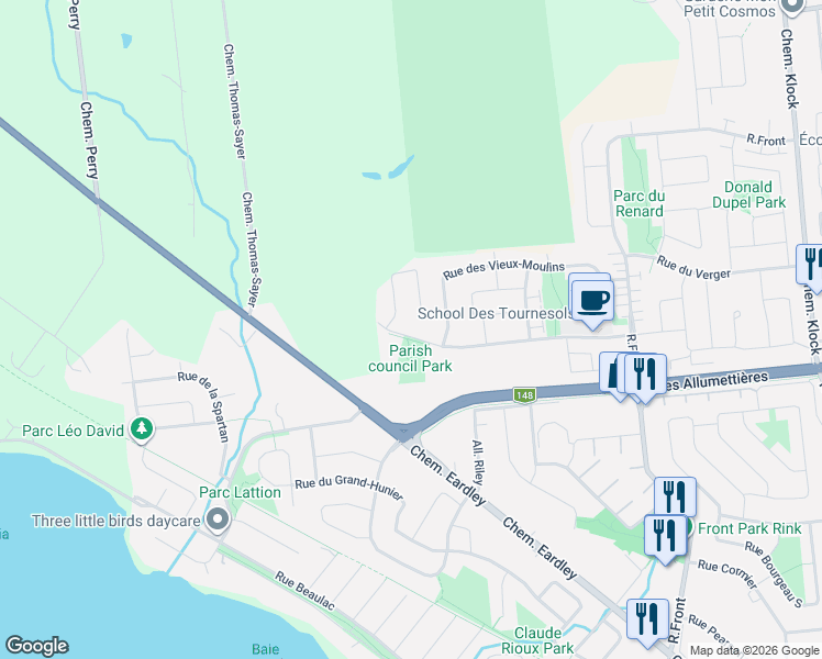 map of restaurants, bars, coffee shops, grocery stores, and more near 187 Rue de la Fabrique in Gatineau
