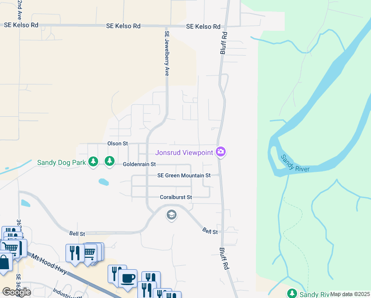 map of restaurants, bars, coffee shops, grocery stores, and more near 37570 Southeast Olson Street in Sandy