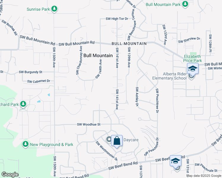 map of restaurants, bars, coffee shops, grocery stores, and more near 15045 Southwest 141st Avenue in Tigard