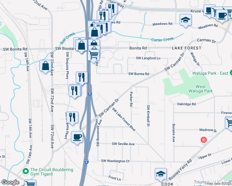 map of restaurants, bars, coffee shops, grocery stores, and more near 15879 Southwest Alston Way in Lake Oswego