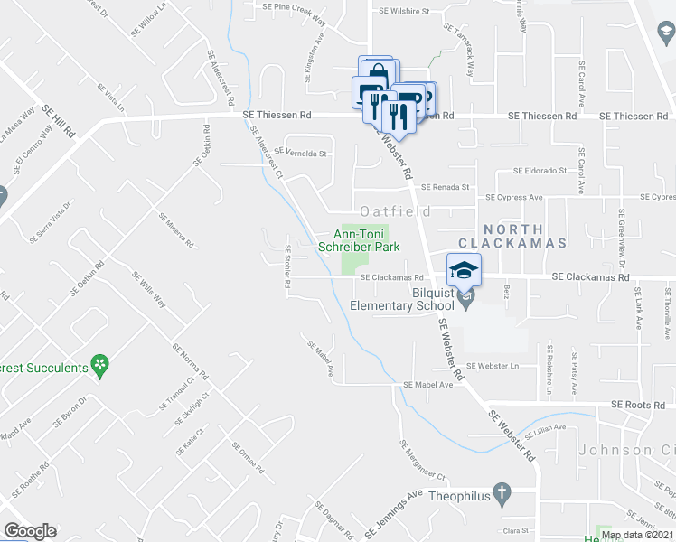 map of restaurants, bars, coffee shops, grocery stores, and more near 6683 Southeast Clackamas Road in Milwaukie
