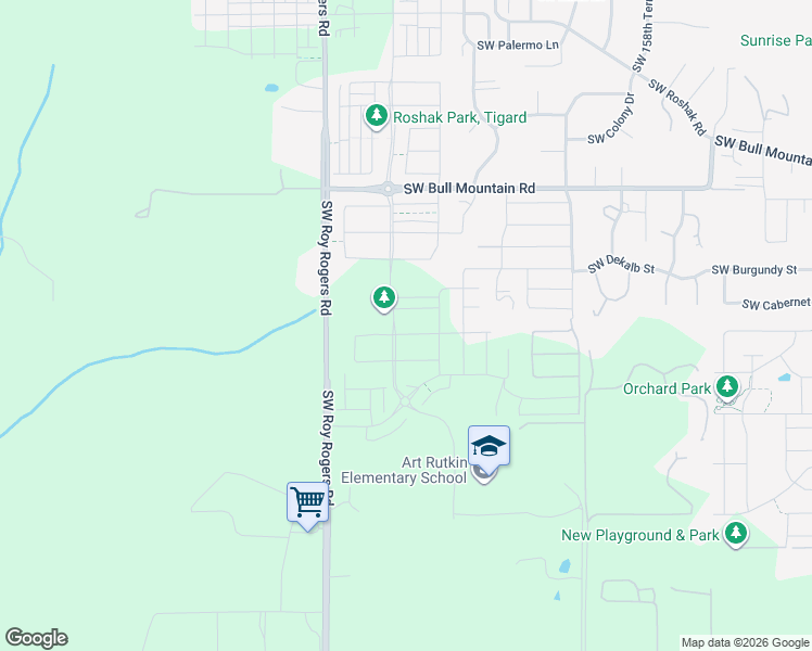 map of restaurants, bars, coffee shops, grocery stores, and more near 16681 Southwest Everton Street in Sherwood