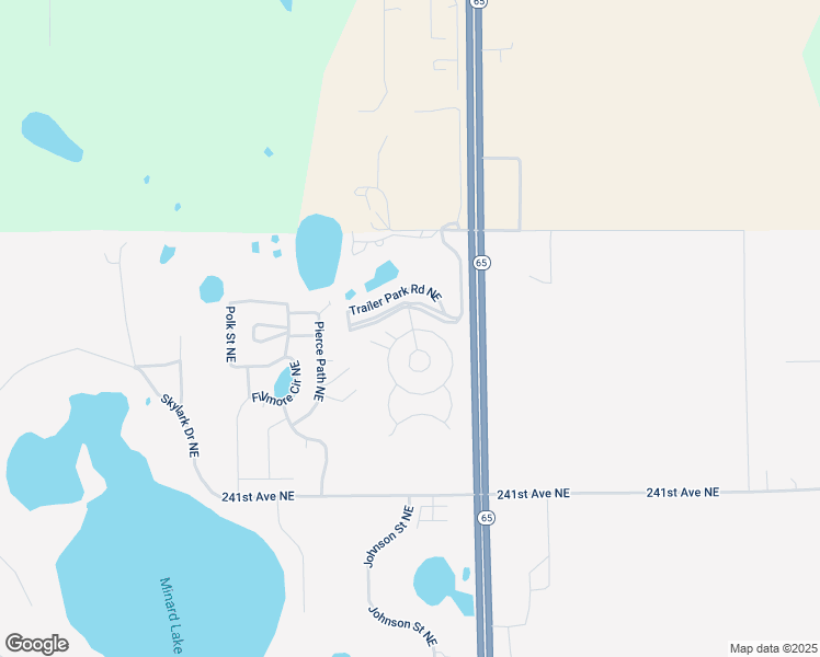 map of restaurants, bars, coffee shops, grocery stores, and more near 24355 Minnesota 65 in East Bethel
