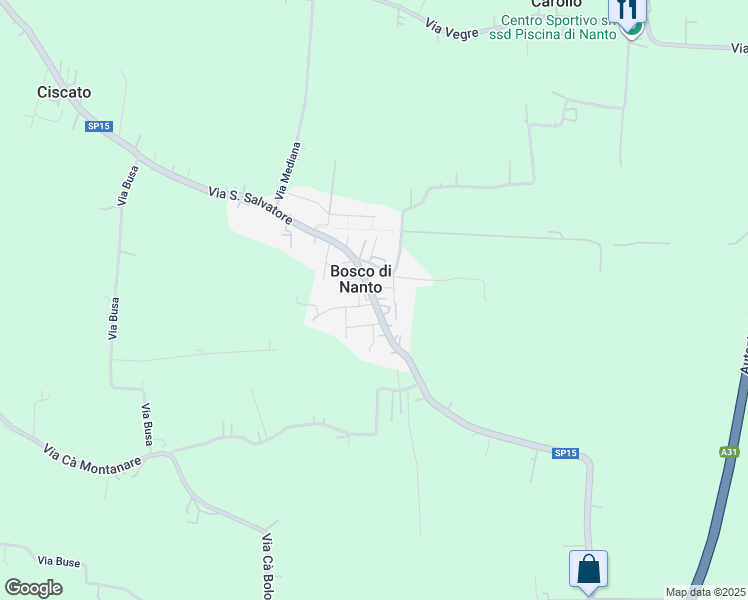 map of restaurants, bars, coffee shops, grocery stores, and more near 5 Via Busa in Bosco di Nanto