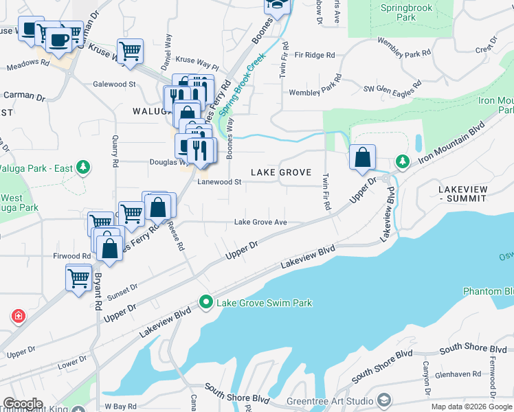 map of restaurants, bars, coffee shops, grocery stores, and more near 3563 Sunwood Court in Lake Oswego