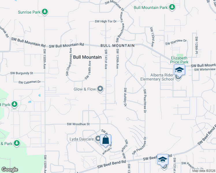 map of restaurants, bars, coffee shops, grocery stores, and more near 15016 Southwest 141st Avenue in Portland