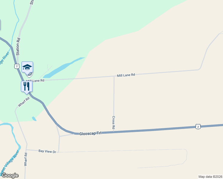 map of restaurants, bars, coffee shops, grocery stores, and more near 99 Cross Road in Great Village