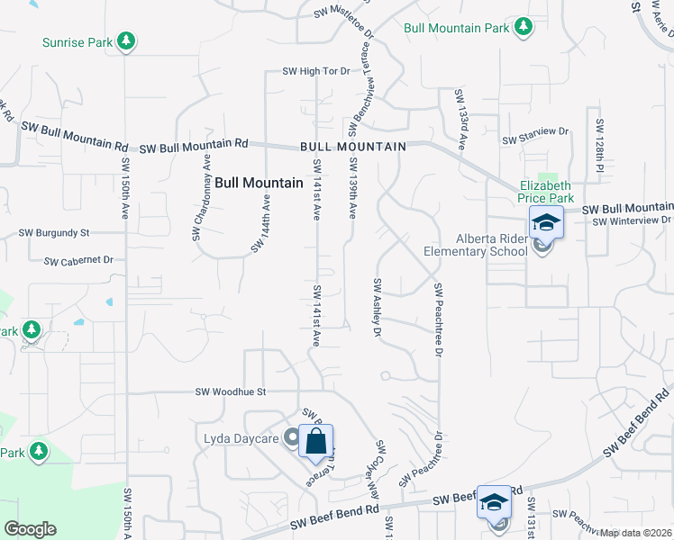 map of restaurants, bars, coffee shops, grocery stores, and more near 14976 Southwest 141st Avenue in Portland