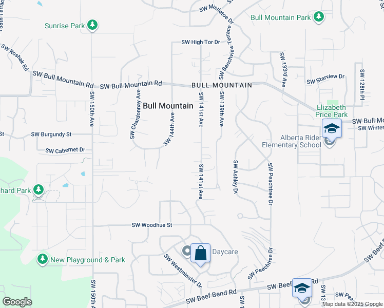map of restaurants, bars, coffee shops, grocery stores, and more near 15045 Southwest 141st Avenue in Tigard