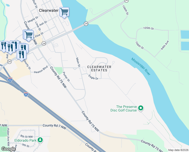 map of restaurants, bars, coffee shops, grocery stores, and more near 152 Cardinal Lane in Clearwater