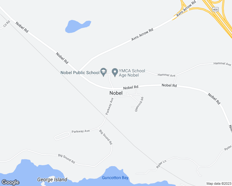 map of restaurants, bars, coffee shops, grocery stores, and more near in Nobel