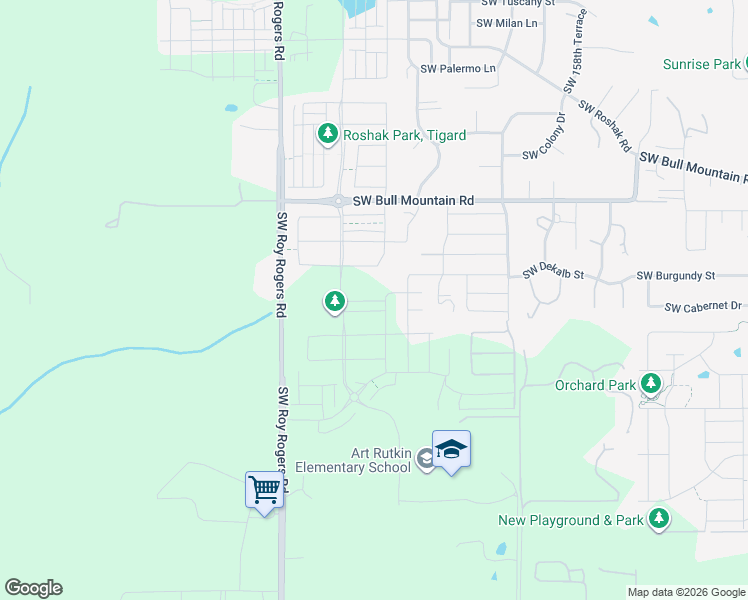 map of restaurants, bars, coffee shops, grocery stores, and more near 14837 Southwest 164th Avenue in Portland