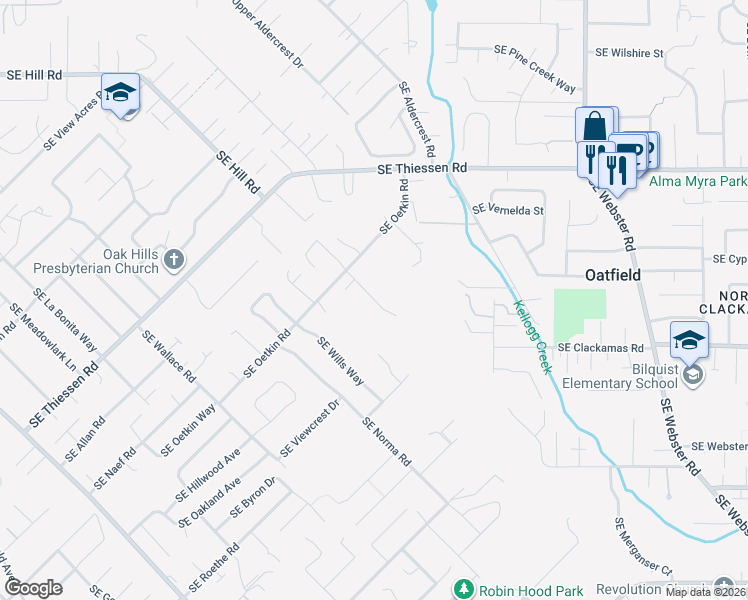 map of restaurants, bars, coffee shops, grocery stores, and more near 15300 Southeast Minerva Road in Milwaukie
