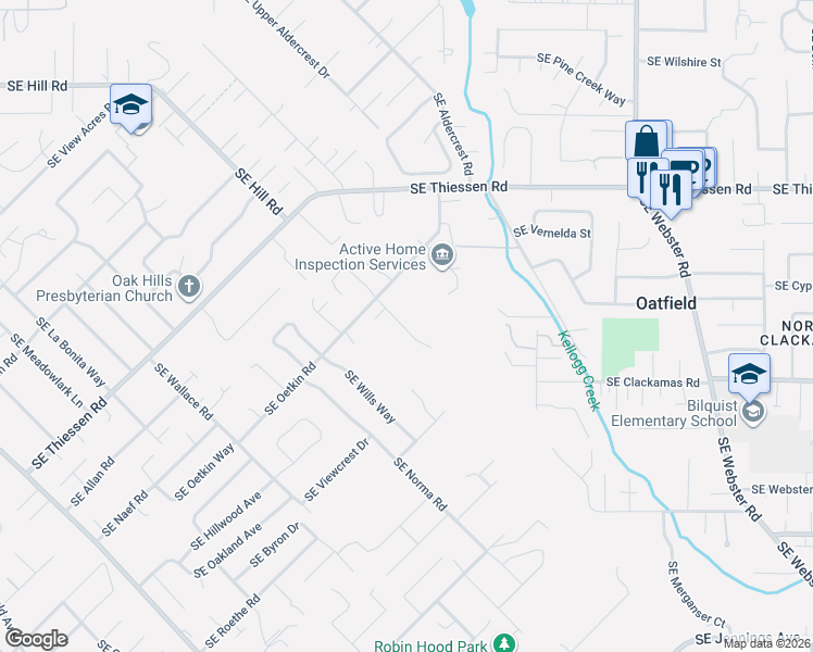map of restaurants, bars, coffee shops, grocery stores, and more near 15300 Southeast Minerva Road in Milwaukie