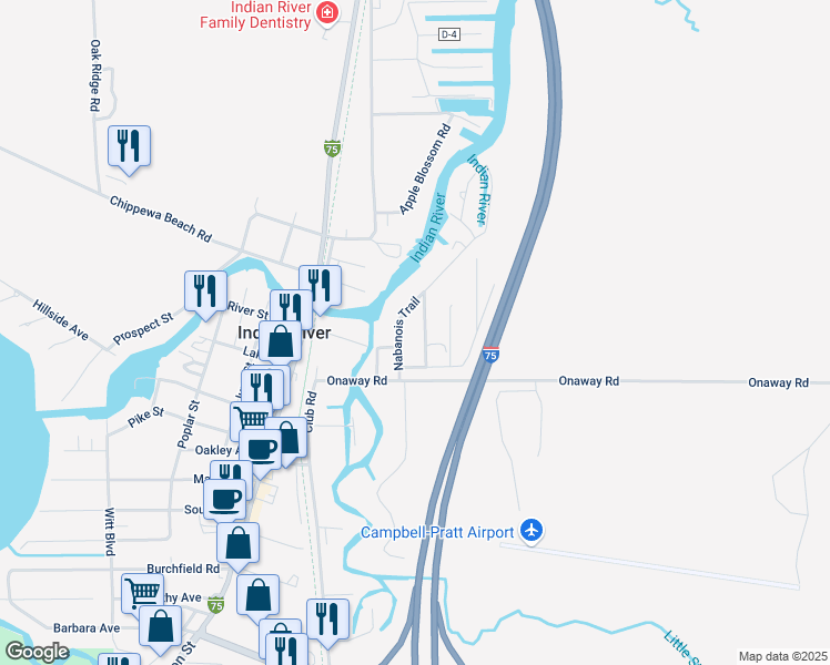map of restaurants, bars, coffee shops, grocery stores, and more near 3412 Hammersly Road in Indian River