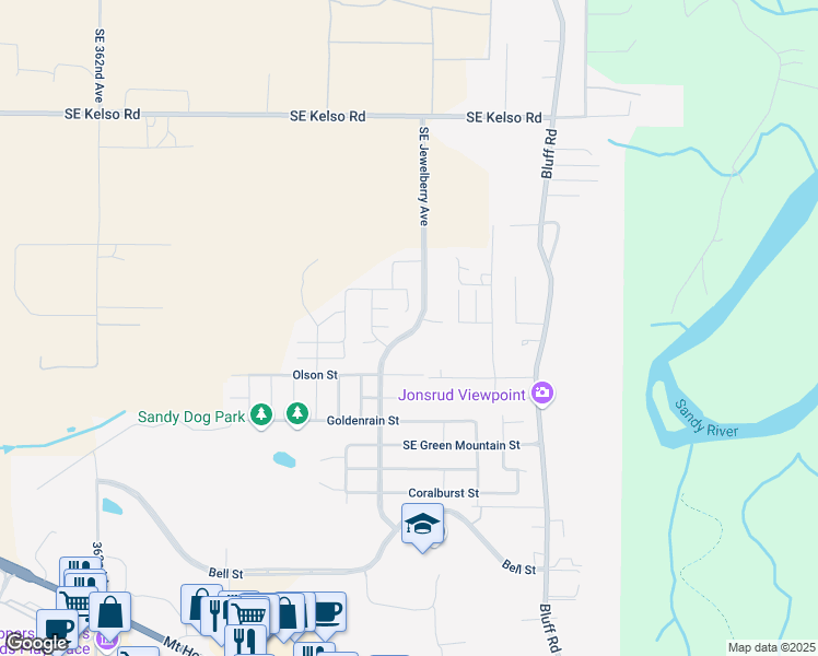 map of restaurants, bars, coffee shops, grocery stores, and more near 37360 American Street in Sandy