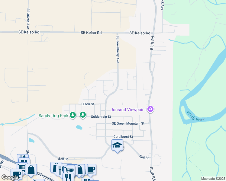 map of restaurants, bars, coffee shops, grocery stores, and more near 37360 American Street in Sandy