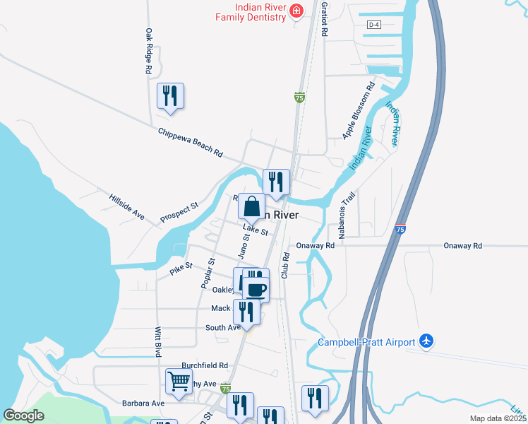 map of restaurants, bars, coffee shops, grocery stores, and more near 3440 Juno St in Tuscarora Township